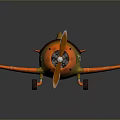 Colorful Kids Toy Airplane With Orange Yellow Body Brown Seat Propeller And Wheels