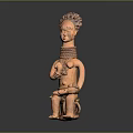 Traditional Terracotta Sculpture Seated Female Figure With Intricate Hairstyle And Beaded Necklaces