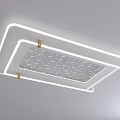 Modern Geometric Ceiling Light With LED Strips And Golden Metal Accents
