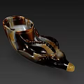 Unique Ox Head Shaped Agate Cup With Golden Decorative Details And Smooth Surface Design