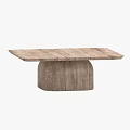 Rustic Wooden Table With Natural Wood Grain Surface And Cylindrical Base 3d model