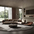 Modern Spacious Multi Person Sectional Leather Sofa In Bright Luxury Contemporary Living Room Interior