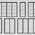 Various Sliding Doors With Dark Frames Glass Panels And Grid Patterns For Interior Design 3d model