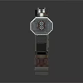 Pixelated Sci Fi Weapon Design With Silver Barrel Red Grip And Tech Details 3d model
