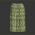 Women's Stylish Green Pleated Skirt With White Geometric Patterns Design
