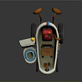Colorful Toy Car With White Body Red Seat Yellow Parts Orange Lights And Wheels