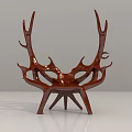 Brown Single Chair Featuring Antler Inspired Creative Design For Modern Spaces 3d model