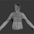 Casual Gray Hoodie With Zipper Front Contrast Sleeves And Knit Fabric For Everyday Wear
