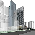 Modern Commercial Complex With High Rise Buildings In Urban Architectural Design 3d model