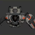 Futuristic Sci Fi Character In Heavy Armor With Backpack And Weapon
