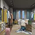 Stylish Modern Clothing Store Interior Design With Neat Garment Display Racks And Cozy Customer Lounge