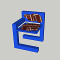 Modern Leisure Chair with Blue Frame Brown Textured Seat and White Stitching