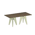 Modern Dining Table Set With Wooden Tabletop And Unique Geometric Leg Design 3d model