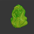 3D Female Character Bust with Long Blond Hair and Pink Outfit in Dark Setting