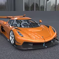 Orange High Performance Sports Car Aerodynamic Body And Rear Wing