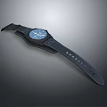 Minimalist Leather Strap Watch With Blue Dial And Gray Gradient Background 3d model