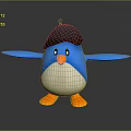 Adorable Cartoon Penguin Plush Toy With Blue Body White Belly And Black Hat