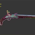 Intricate Carved Antique Pistol With Wooden Stock And Metal Components Detailed Sculptural Design