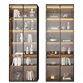 Modern Glass Door Display Cabinet Interior Design With Decorative Items Books Sculptures And Warm Lighting