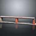 Simple Decorative Bench With Red Bricks And Concrete On Gray Background With Reflection 3d model