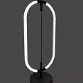 Modern Minimalist Floor Lamp With Oval White Lighting And Black Frame For Home Decor