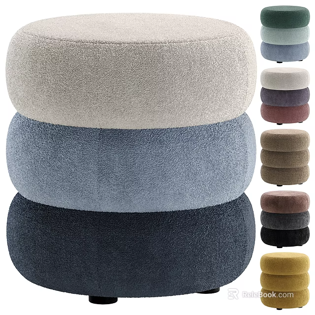 Soft Upholstered Stacked Poufs In Multiple Colors For Living Room Decor 3d model 