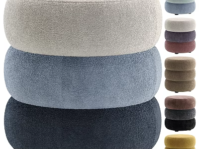 Soft Upholstered Stacked Poufs In Multiple Colors For Living Room Decor 3d model
