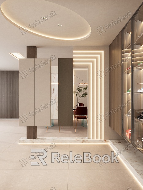 Modern Entrance Cream Small Cave Day Scarpa Stacked Entry Partition Entrance model