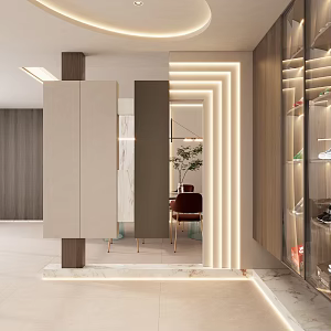 Modern Entrance Cream Small Cave Day Scarpa Stacked Entry Partition Entrance 3d model