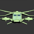 Green Experimental Equipment Featuring Multiple Blade Like Arms Transparent Central Section And Circular Bases