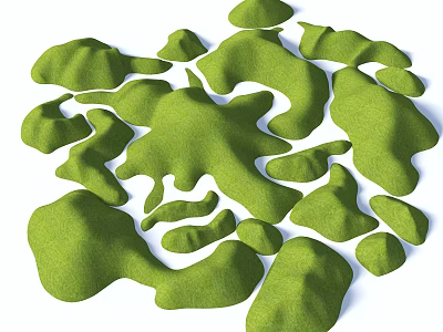Park Landscape With Green Irregularly Shaped Vegetation And Grassy Mounds 3d model