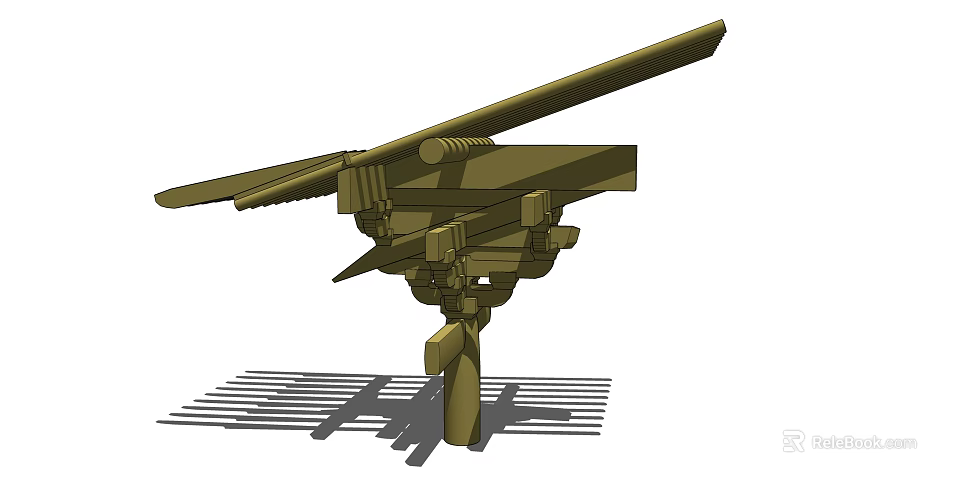Architectural Component 3D Model With Cantilever Structure And Support Beams 3d model