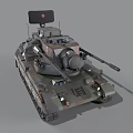 Military Armored Tank With Camouflage Paint Turret Weapon System Tracks And Equipment
