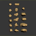 Wood Stone Collection Showcasing Various Shapes Sizes And Textured Light Brown Surfaces On Dark Background