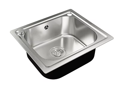 Stainless Steel Square Kitchen Sink With Single Bowl And Drainage Hole 3d model