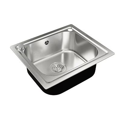 Stainless Steel Square Kitchen Sink With Single Bowl And Drainage Hole 3d model