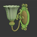 Ornate Gold Wall Lamp With White Petal Shaped Shade And Decorative Patterns 3d model