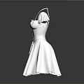 Elegant White Dress With Puffed Sleeves Square Neckline Cinched Waist And A line Skirt Design