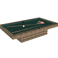 Billiard Room Interior With Wooden Table Colorful Balls And Cues Setup