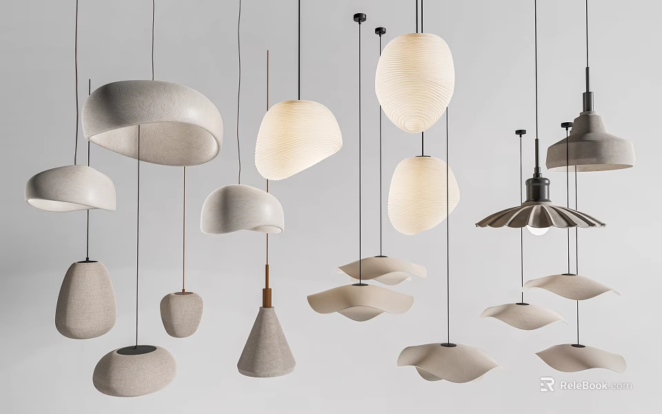 Modern Pendant Lights Featuring Assorted Unique Shapes And Contemporary Styles 3d model