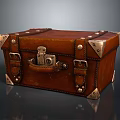 Classic Brown Leather Suitcase With Metal Rivets And Corners For Fashion Accessory