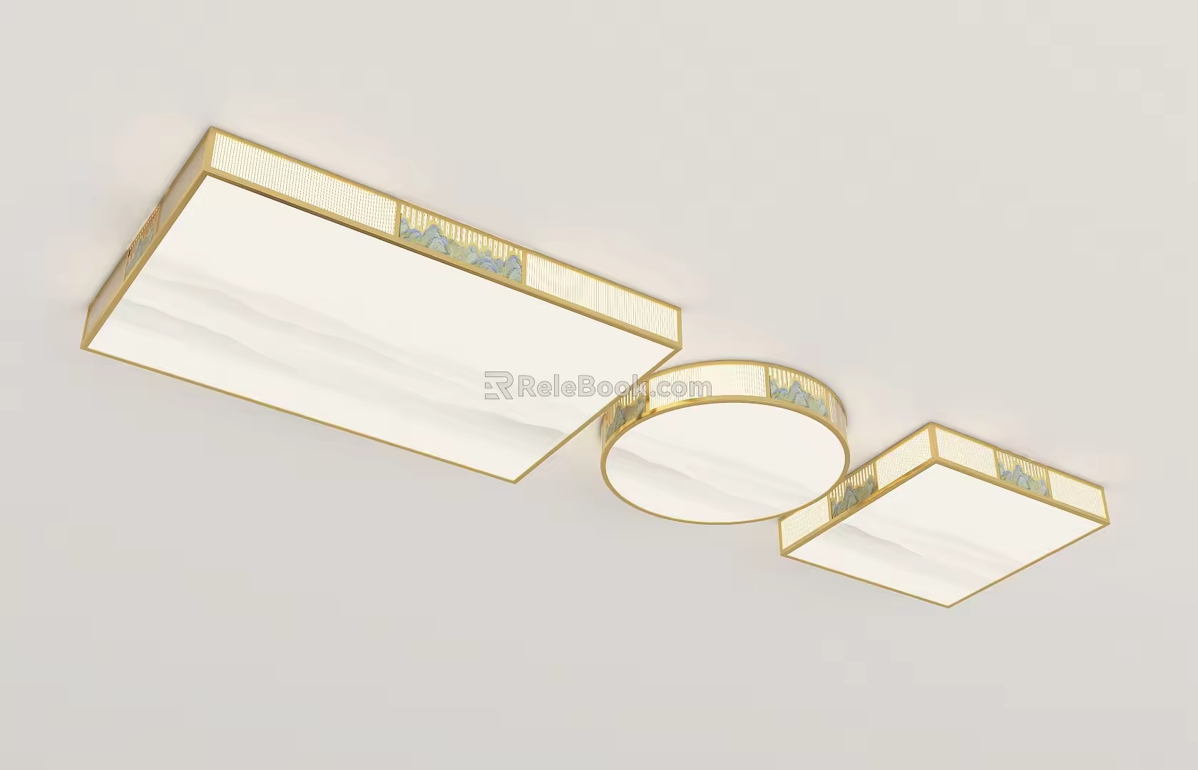 New Chinese ceiling lamp combination 3d model