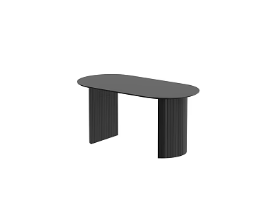 Modern Oval Dining Table With Fluted Cylindrical And Flat Leg Design 3d model