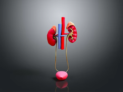 Detailed 3D Anatomical Model of Human Organs Kidneys Ureters and Bladder Structure 3d model