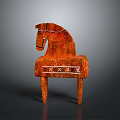 Children's Wooden Toy Horse With Decorative Patterns And Playful Design For Kids