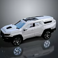 Modern White Military Vehicle Featuring Rugged Exterior Large Tires And Roof Rack