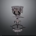 Elegant Silver Goblet With Intricate Star Shaped Details And Spiked Base Stand