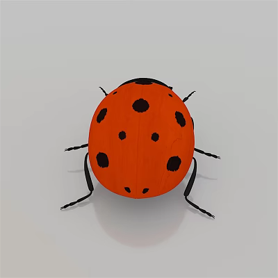 Orange Ladybug Flying Insect With Black Spots On Round Shiny Body Surface 3d model