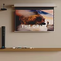 Home Theater Projection Monitoring Setup With Large Screen Movie Display Sound System On Shelf
