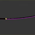 Katana Weapon With Purple Glow Blade Gold Accents And Reflection On Black Smooth Surface